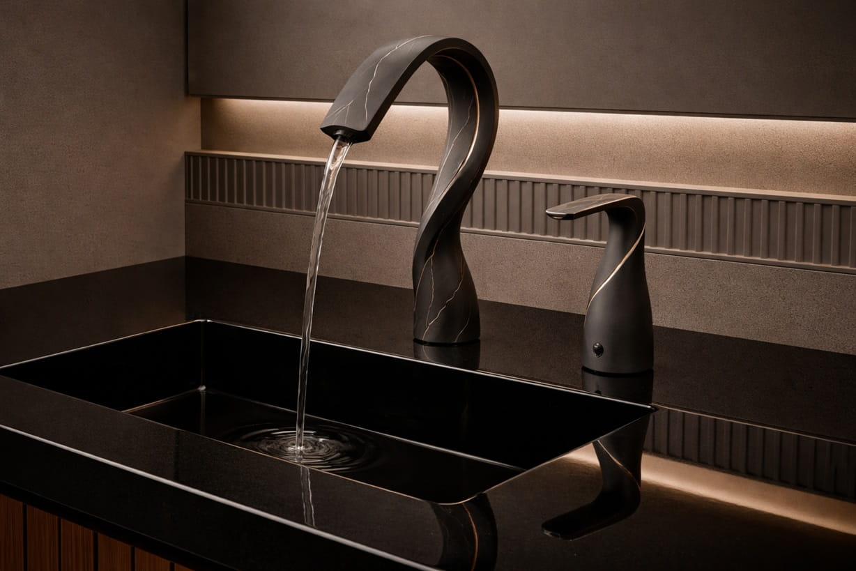 Black stone sink